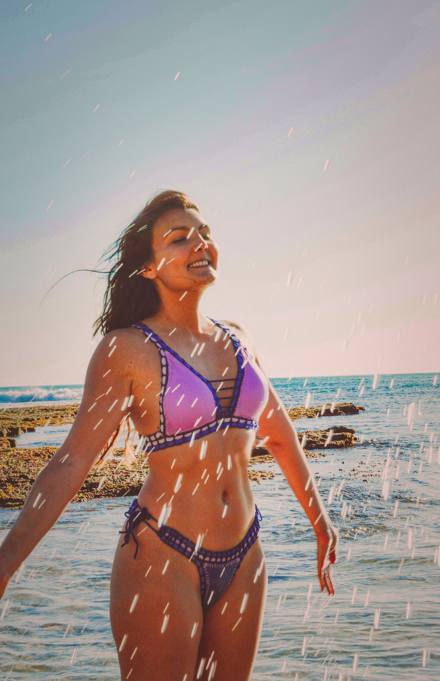 Sereia Guanabara Blue Bralette Bikini w/ tie-side Brazilian Bottom