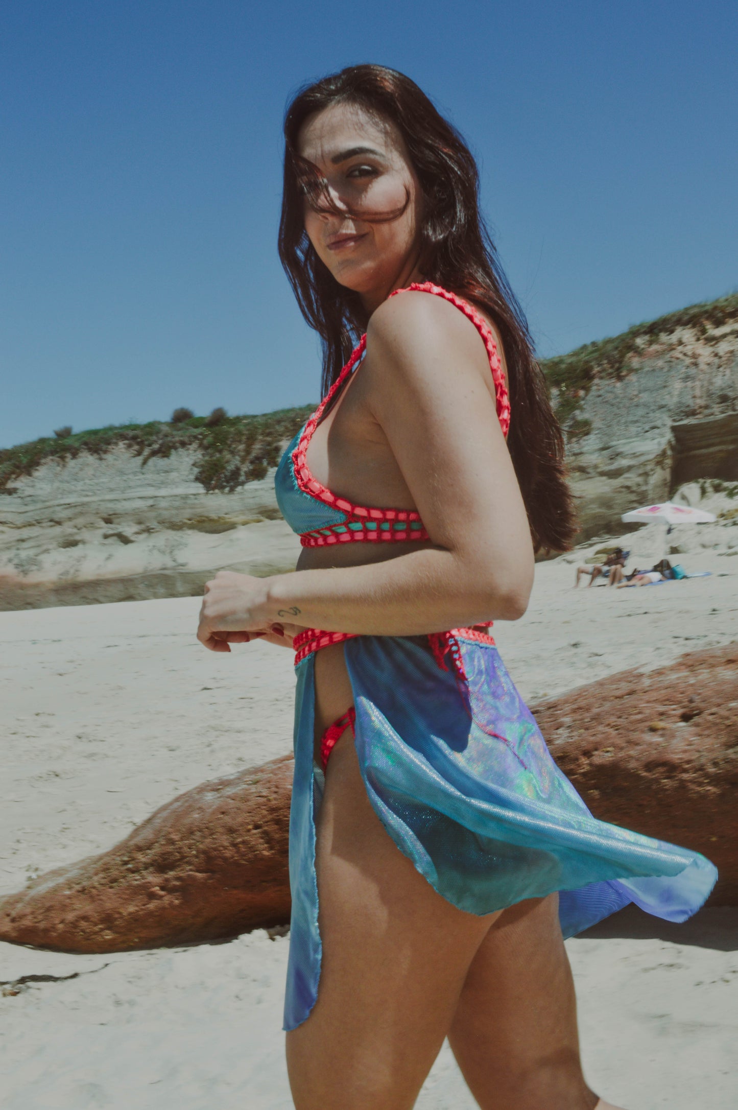 Sereia Guanabara Coral Short Skirt w/ Crochet Details