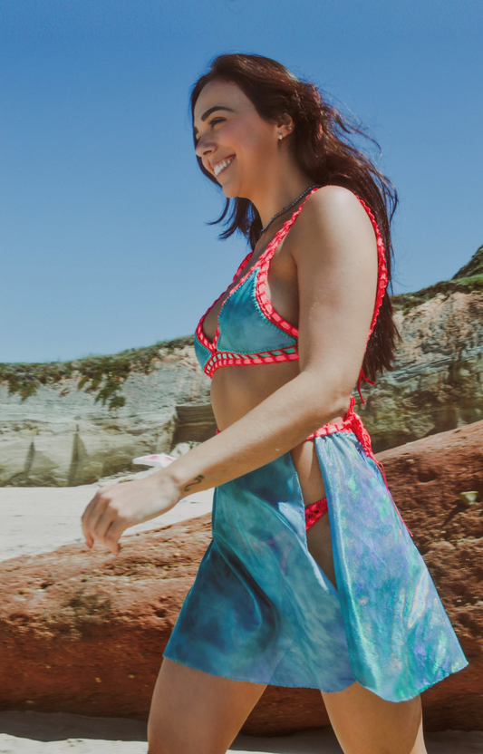 Sereia Guanabara Coral Short Skirt w/ Crochet Details
