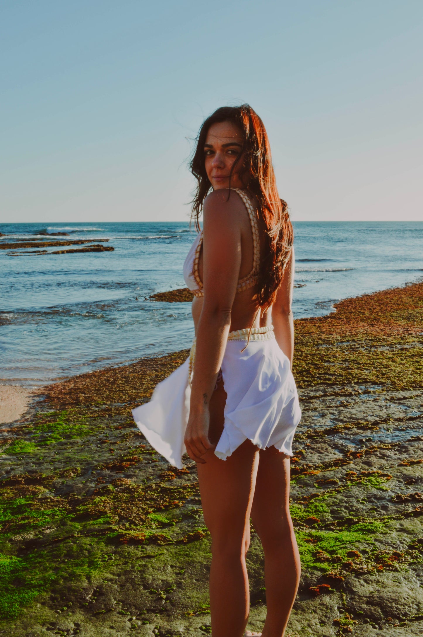 Sereia Guanabara White Short Skirt w/ Crochet Details